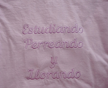 Load image into Gallery viewer, Estudiando, Perreando y Llorando Embroidered T-shirt
