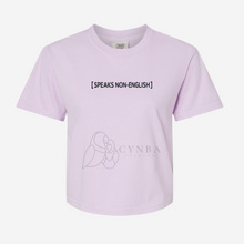 Load image into Gallery viewer, Women&#39;s Boxy Speaks Non-English Embroidered T-shirt
