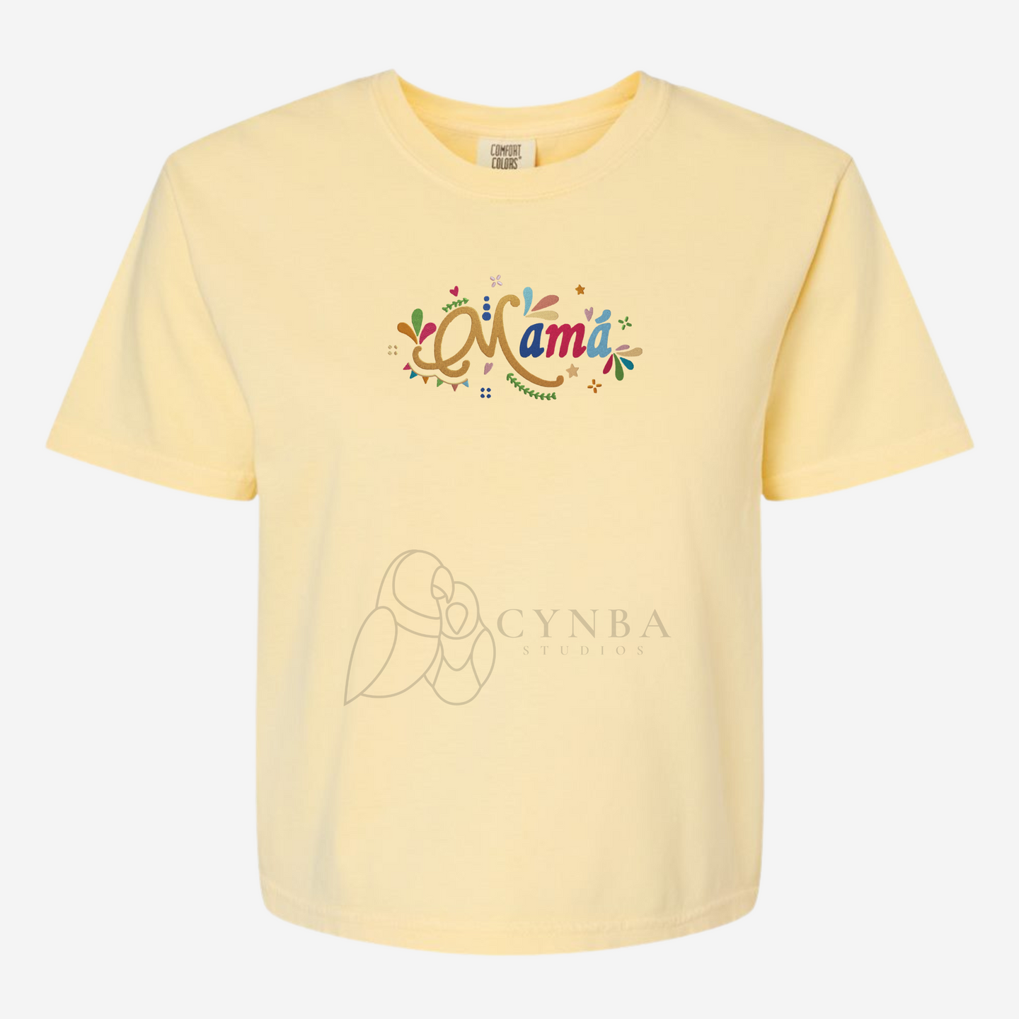 Mama Colorful Women's Boxy Embroidered T-shirt